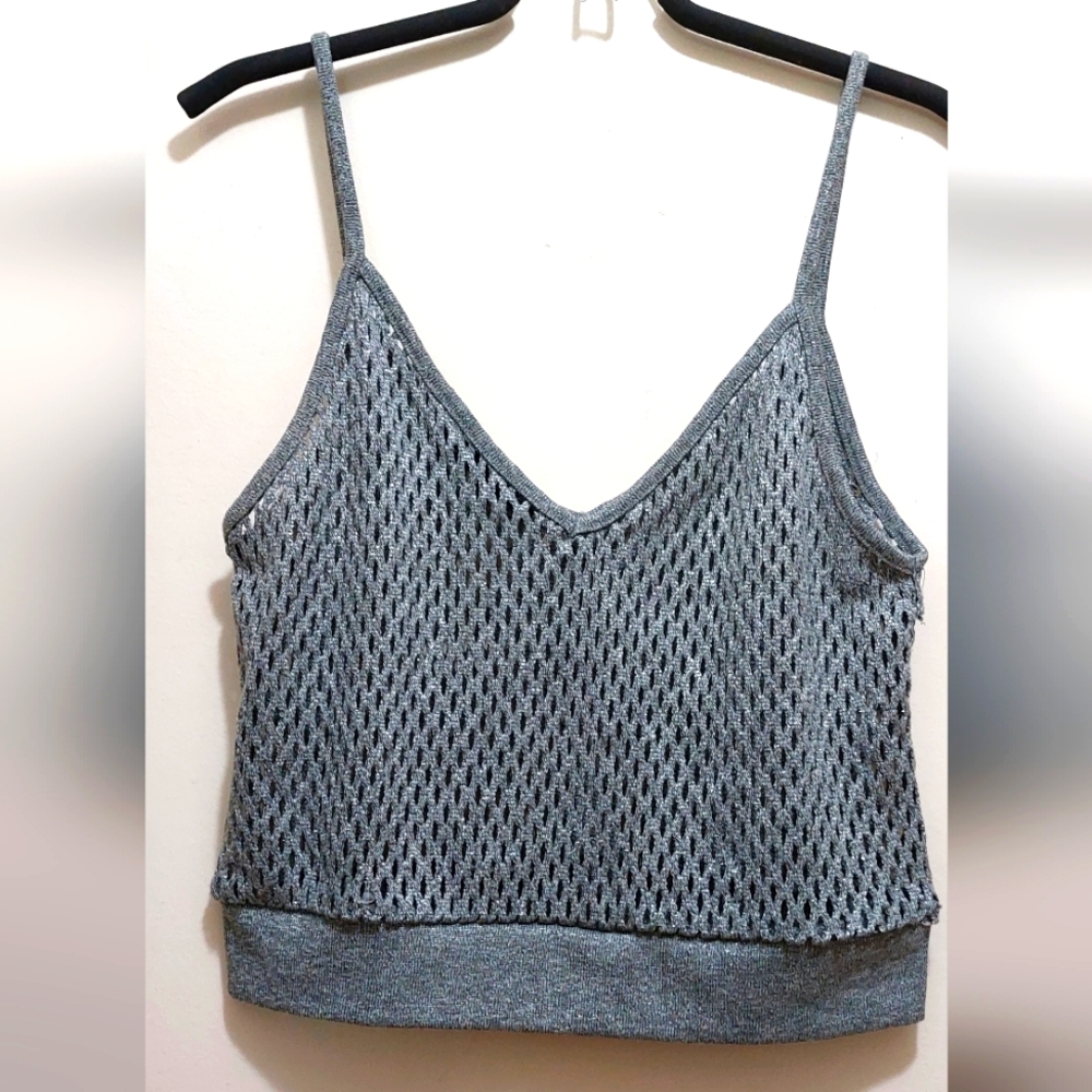 Zara  Metallic Thread Crochet Tank Top